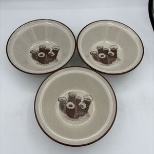 Noritake Bowls Desert Flowers Cereal 8341 Hedgehog Cactus Salad Soup Set of 3